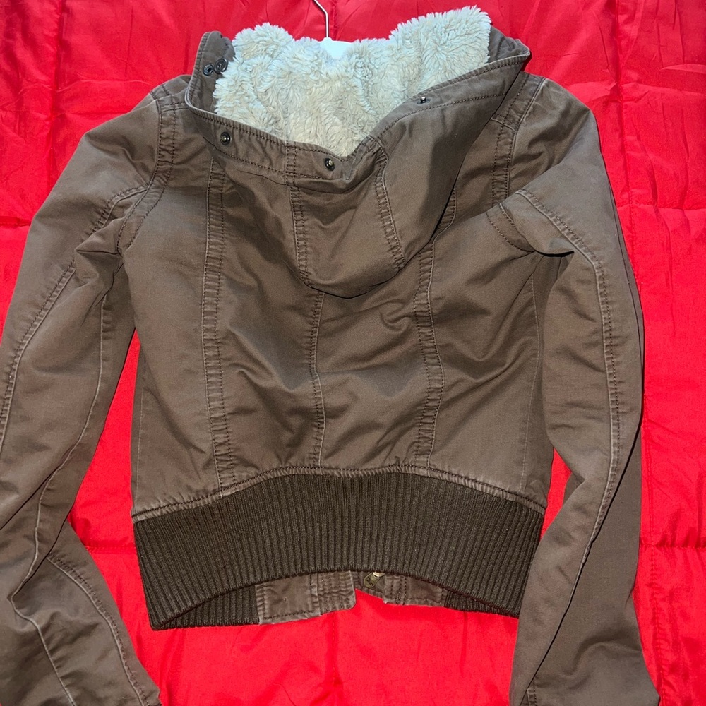 Y2K Hollister Chocolate Brown Hooded Jacket - Picture 4 of 6